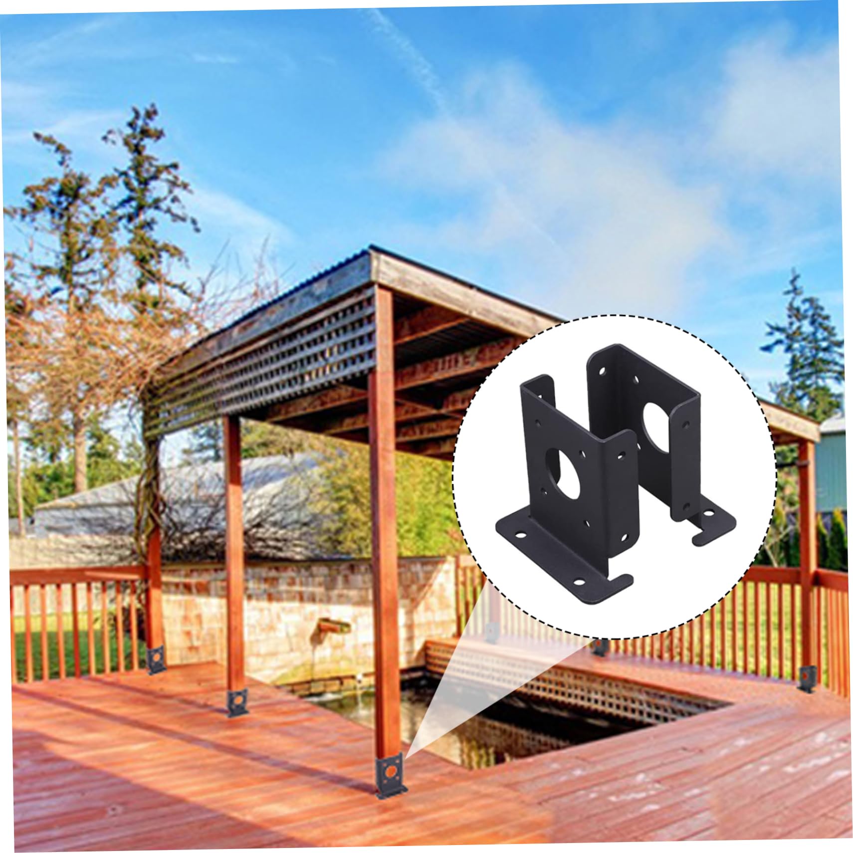 4 stks verstelbare houten hek pergola paal basis beugels kit fit 1.5x1.5,2x2 ,2x4,4x4 paal, omkeerbare zware halve kolom basis zwarte paal anker basis beugels voor dek reling brievenbus