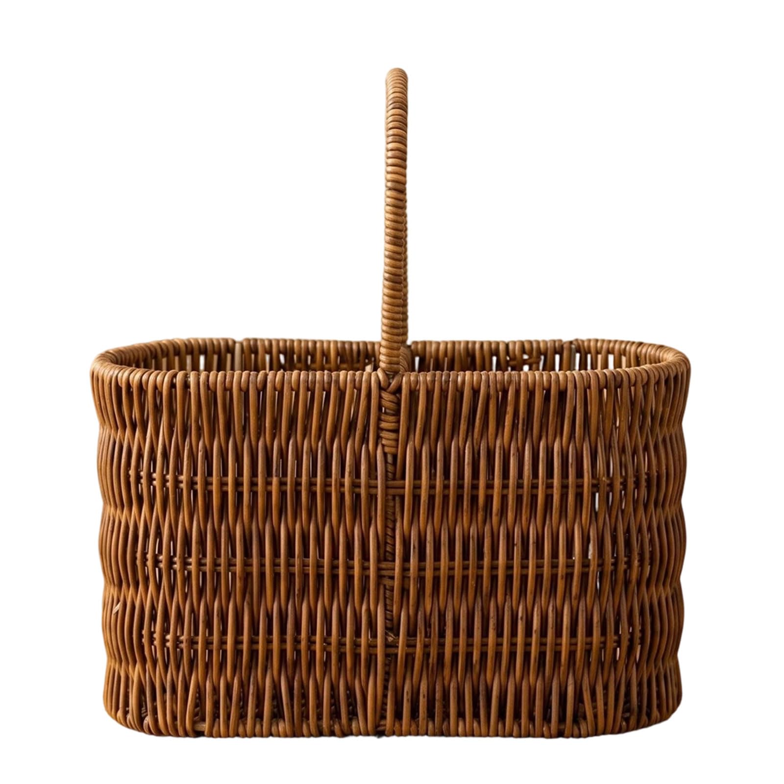 Napkin and Cutlery Storage Basket Woven Faux Rattan Holder with Carry Handle for Kitchen Counter Dining Table and Outdoor Meal Setup Cutlery Storage Basket Utensil Organizer Woven Tableware Holder Top