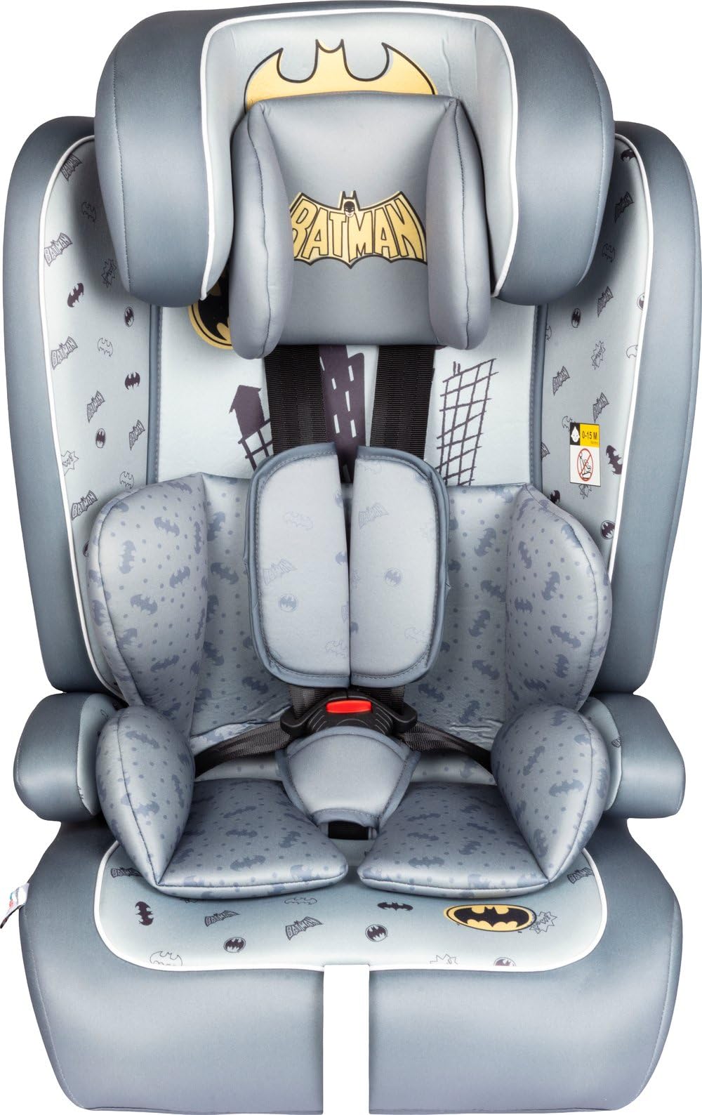 Asiento De Coche Dc Comics Batman I-SIZE R129. Asiento De Seguridad Para Niños Con Una Altura De 76 A 150 Cm. Reposacabezas Y Acolchado Ajustables