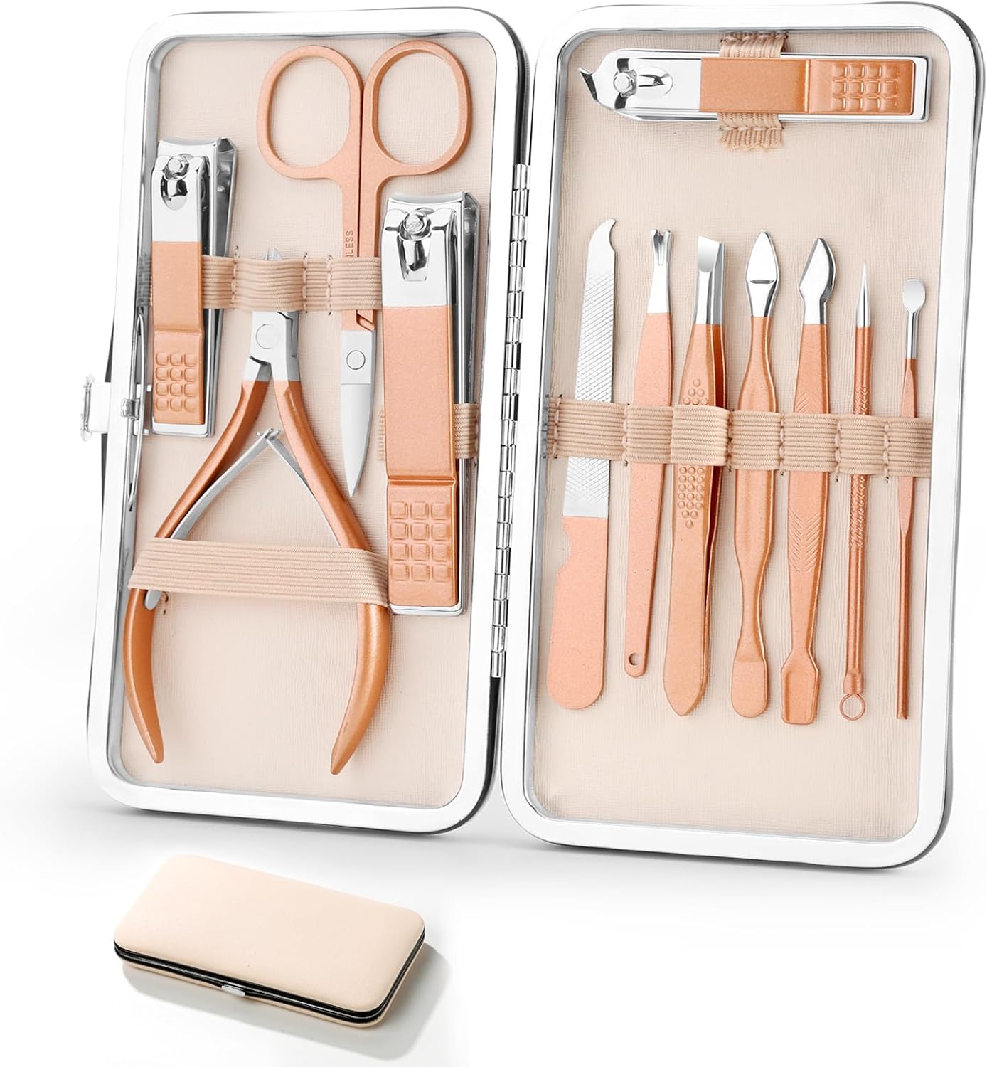 Aceoce Manicure Set Professional Ultra Sharp Sturdy Men Women Grooming kit Stainless Steel Nail Clippers Set Manicure Pedicure Set Professional 12 in 1 Grooming Travel Case