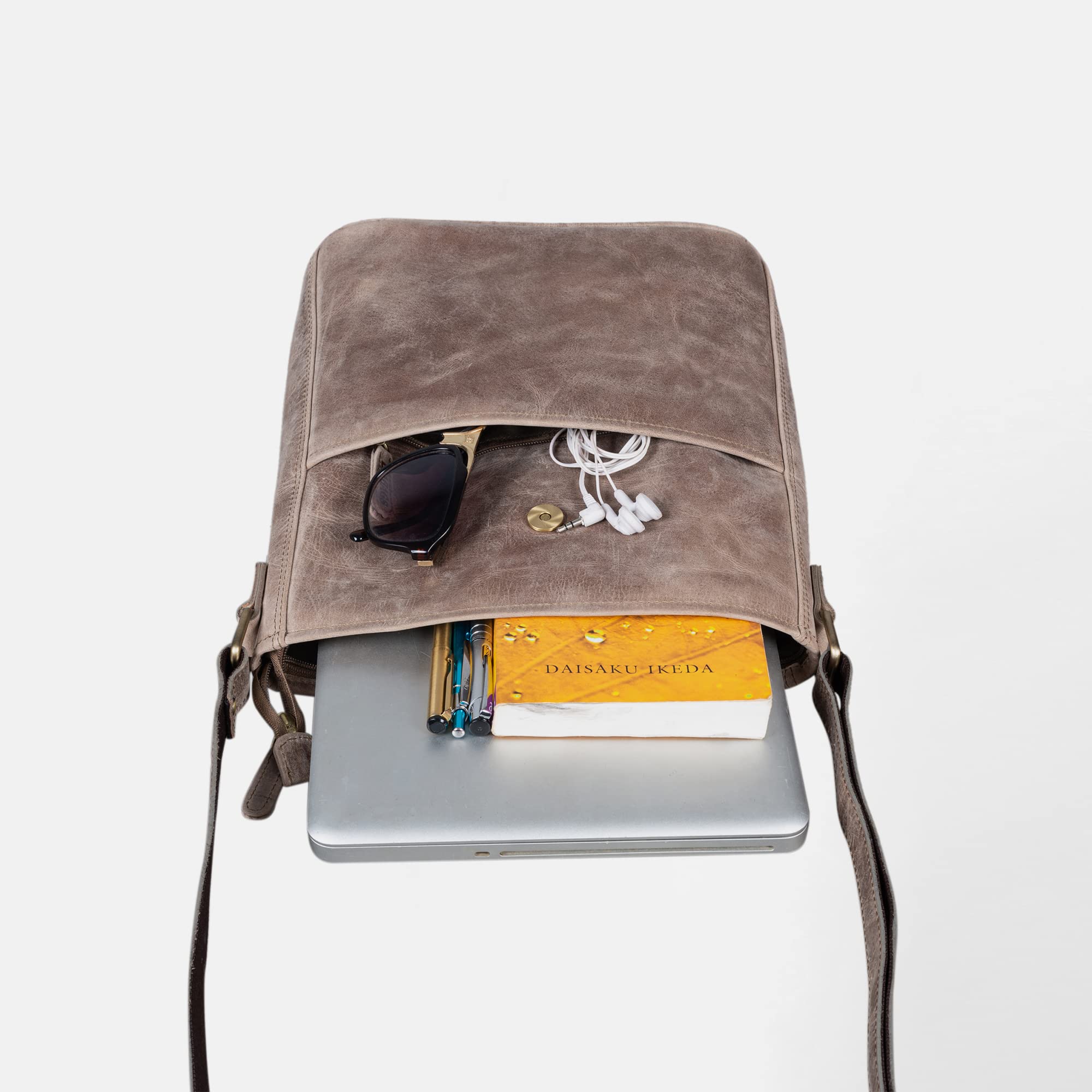 LEABAGS Bolso de la compra Athens de piel de búfalo con aspecto vintage.