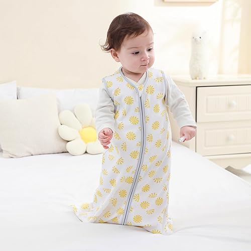 Miniatura 10 de DaysU Saco de dormir de algodón para bebé, saco de dormir para bebé con cremallera bidireccional, manta para bebés recién nacidos, niños y niñas