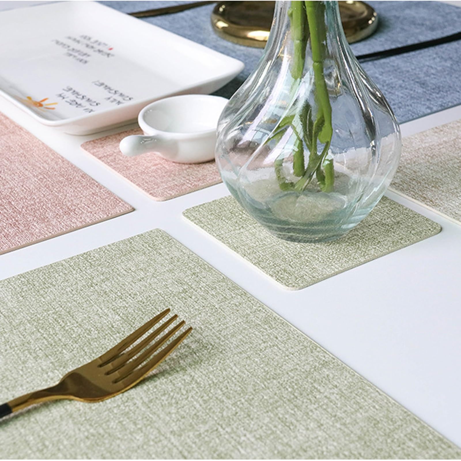 Set di 4/6 tovagliette americane, in similpelle, impermeabili, antiolio, resistenti al calore, reversibili, per cucina, sala da pranzo, esterno(Grigio,Set of 6)