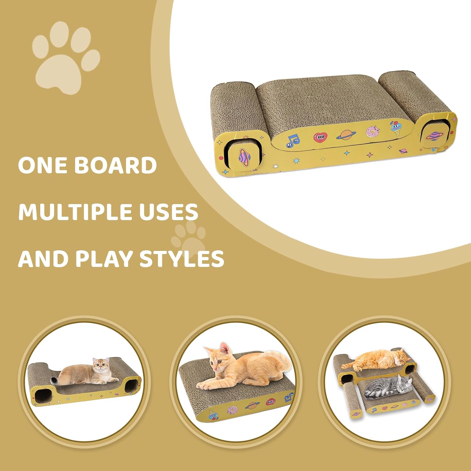 review Cat Scratching Board,3-in-1 Cardboard Cat Scratcher for Indoor Cats - Durable Cat Scratch Pad for Indoor Kitten to Protect The Furniture