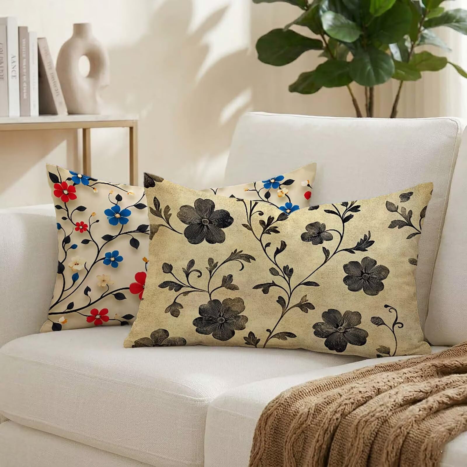 Housse de coussin 50x80 fleur pour décorer le canapé du salon en été et la terrasse