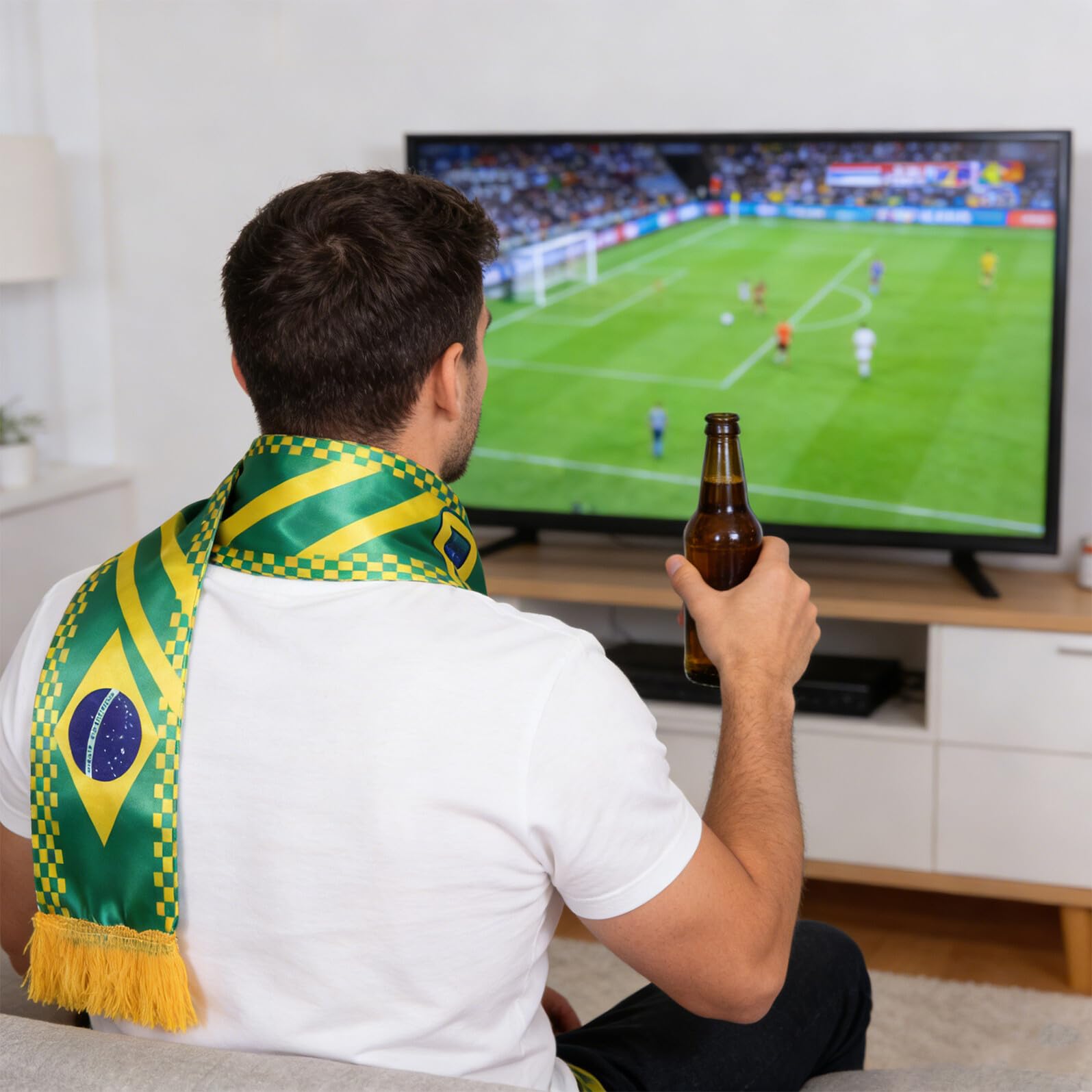 HEMOTON Sciarpa da Tifoso di Calcio Nazionale in Poliestere 53x13 Cm con Motivo Bandiera Brasile, Leggera e Resistente, per Eventi Sportivi e Supporto Squadre Calcio