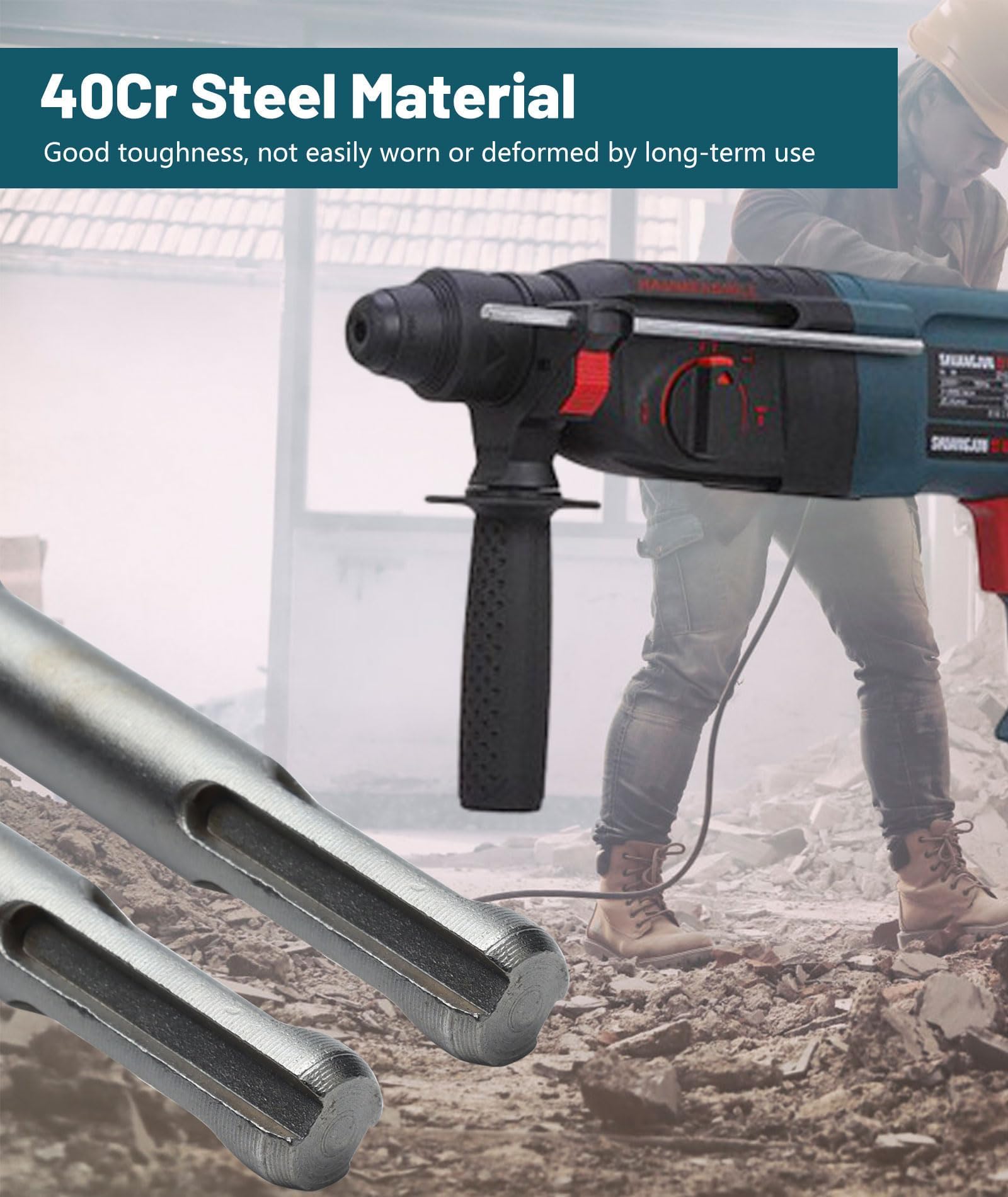 SDS PLUS Elektro-Hammermeißel SDS-Plus-Meißel SDS Bohrer Abbruchbuchsen-Werkzeug-Bit, rundschaft 16 zähne Elektrischer Blumen-Hammerbohrer für Wand/Steinplatten/Brücken (A)