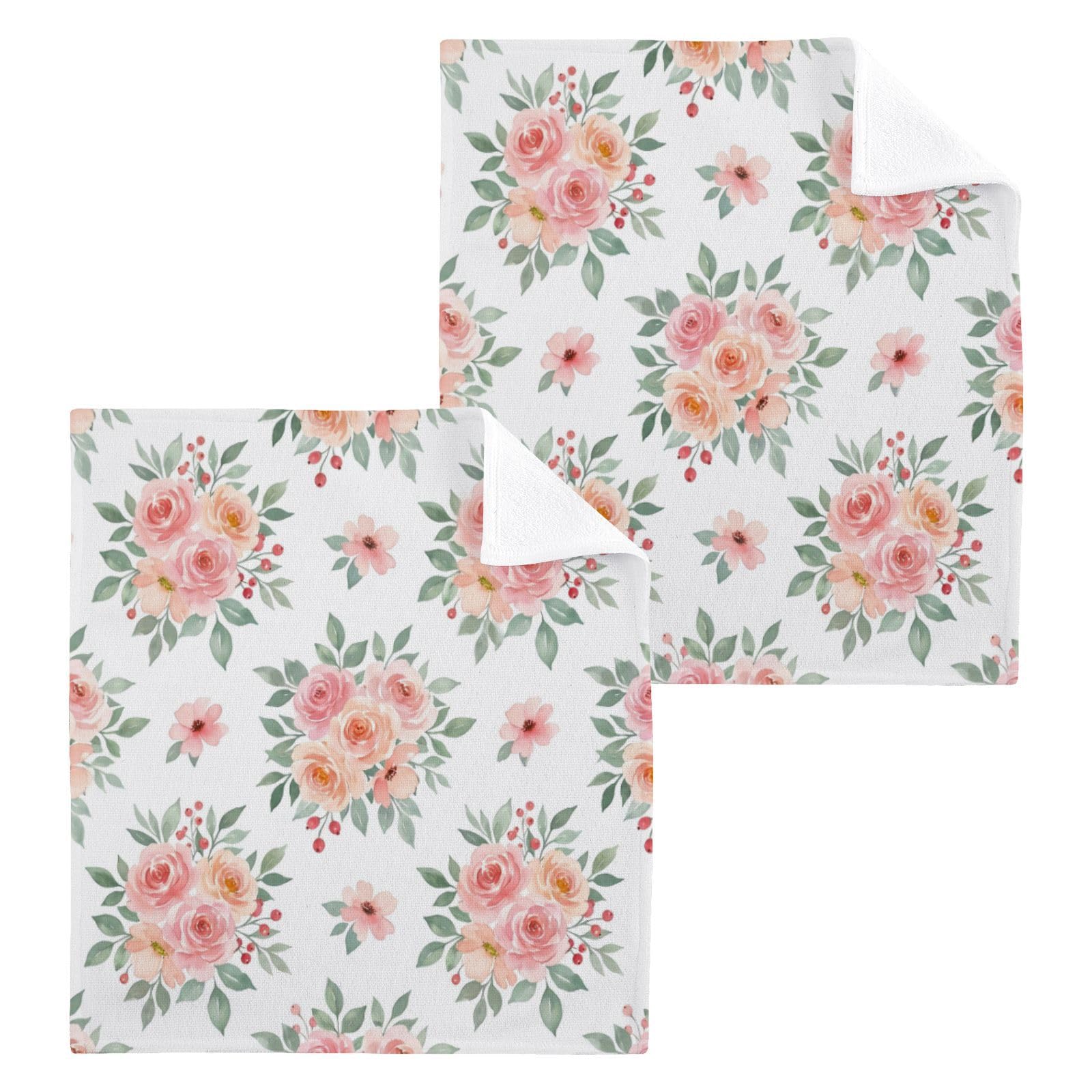 BOESI Floral Pattern 12x12in Cotton Washcloth,Face Towel
