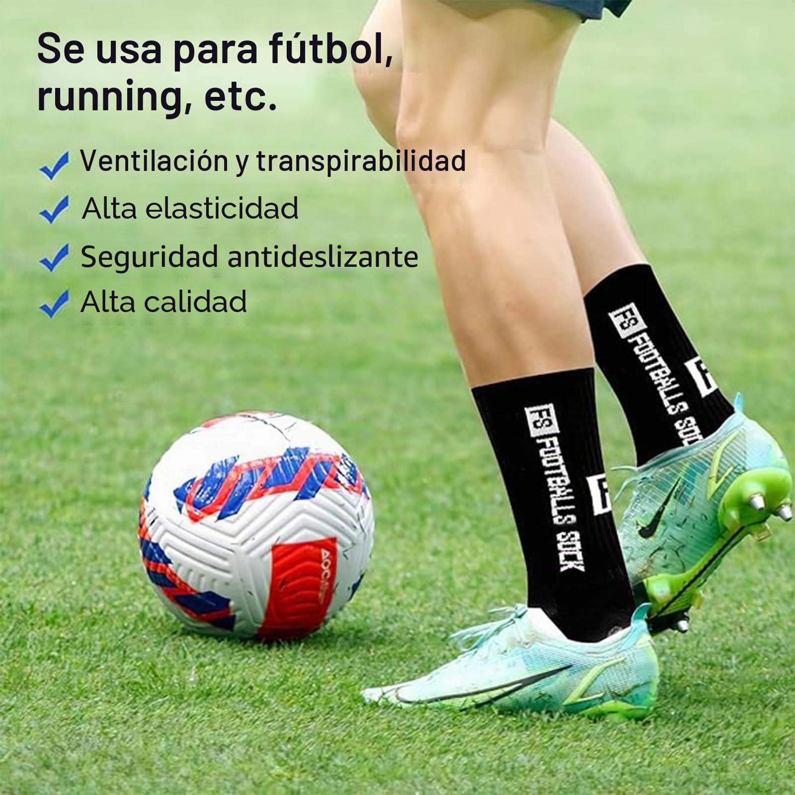 Calcetines de fútbol para hombre antideslizantes 2 pares 35-39 39-46 46-50