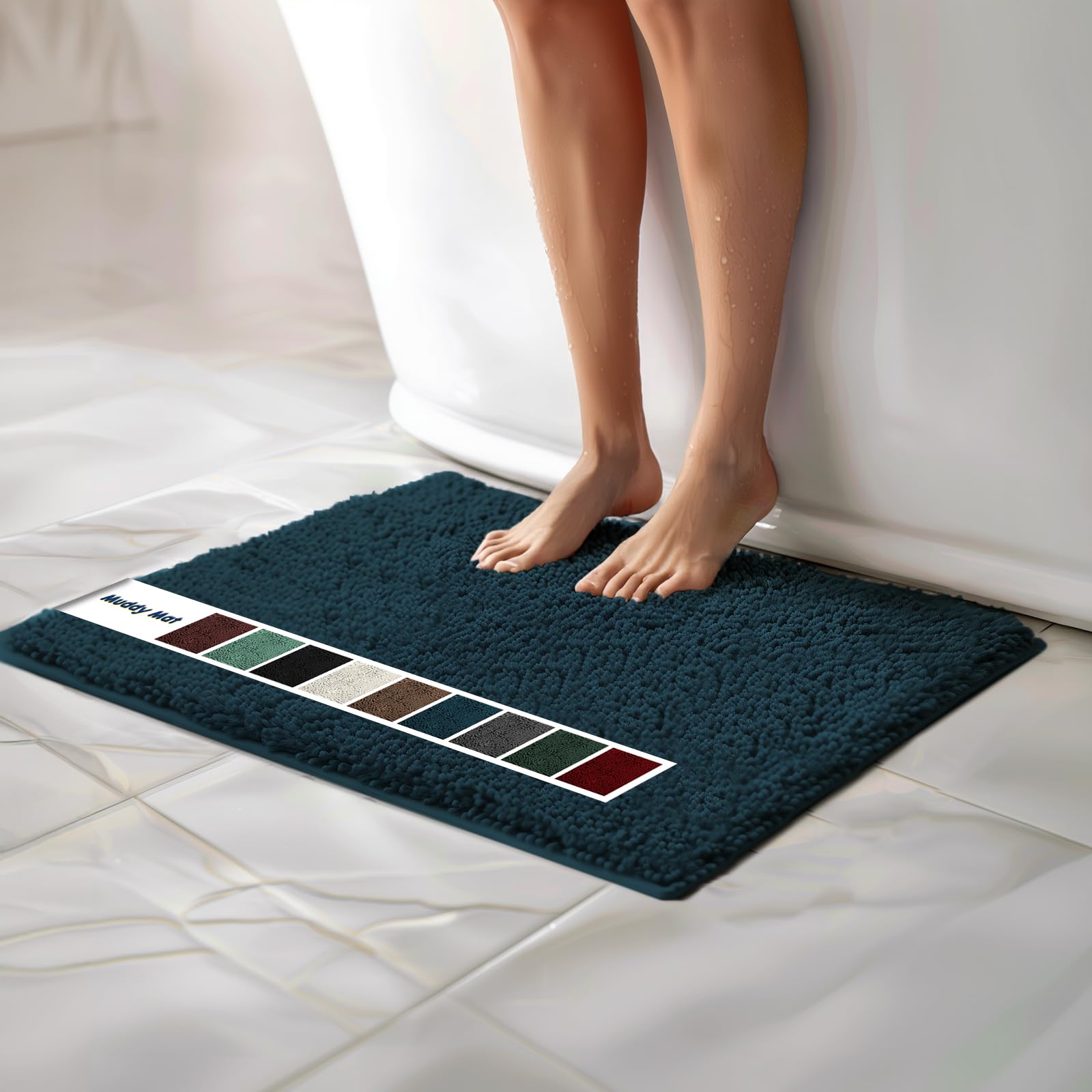 Muddy Mat Chenille Bathroom Rugs Quick Dry Microfiber Mats Non Slip Washable, Extra Thick, Soft and Highly Absorbent Bath Mats for Bathroom, Kitchen,