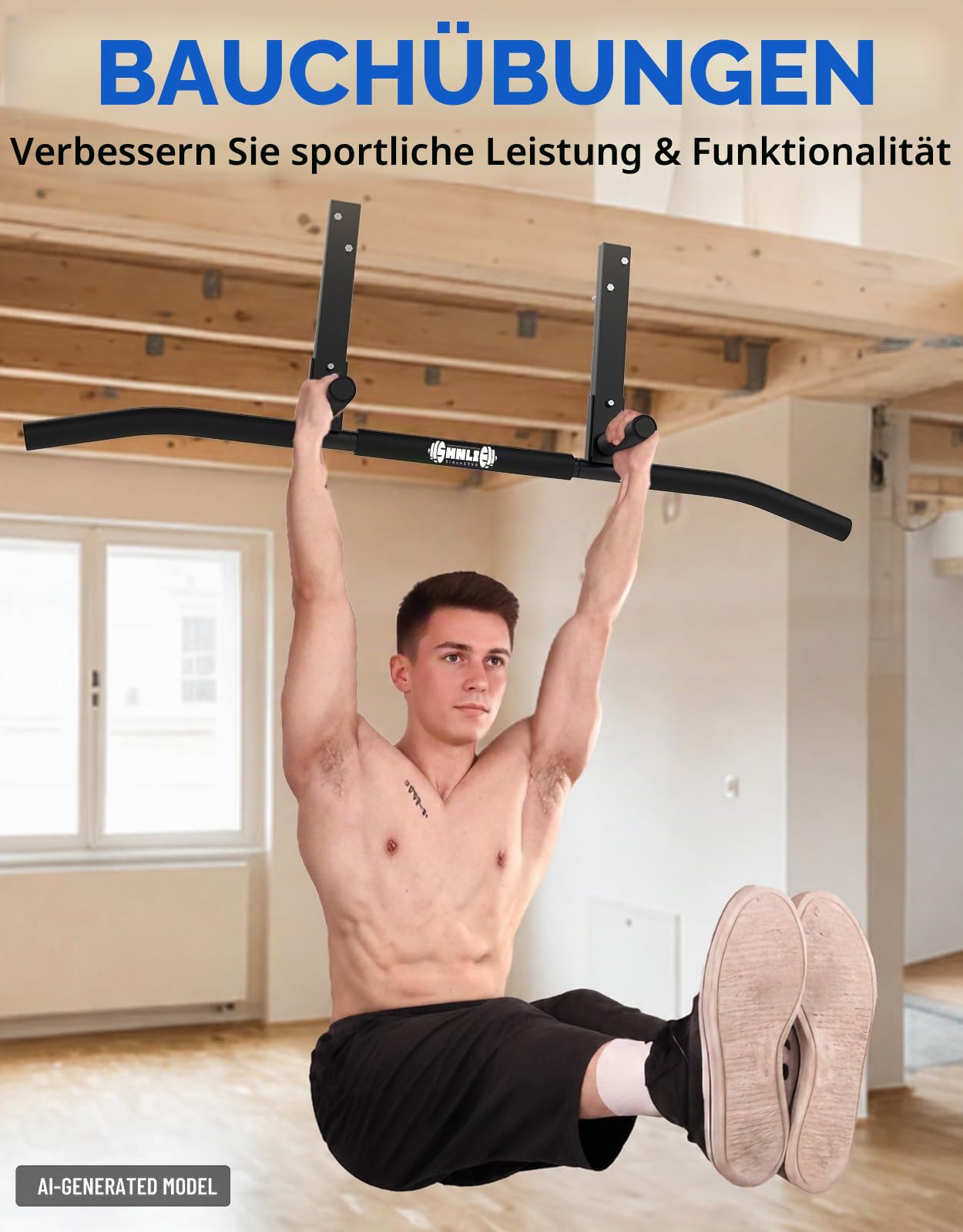 Klimmzugstange, Deckenmontage, Klimmzugstange für Zuhause, Fitnessstudio, Balken, Sparren, einfache Installation, 106,7 cm breite Stange