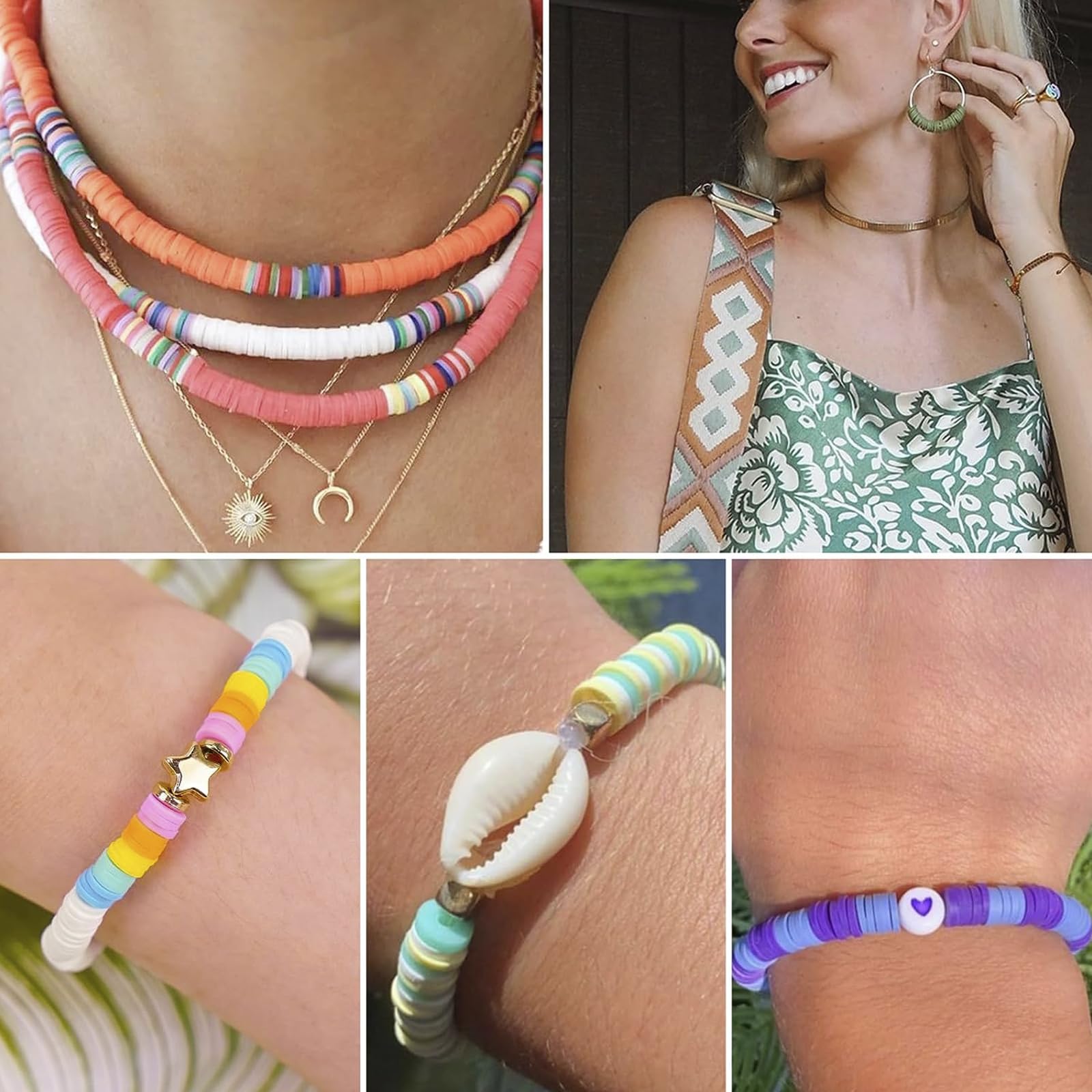 4200 Clay Beads Bracelet Making Kit, Very Tasteful Flat Beads for Friendship Jewelry Making, Heishi Polymer Beads with Charms, Gifts for Teen Girls, Crafts for 8-12 Years Old Girls 4