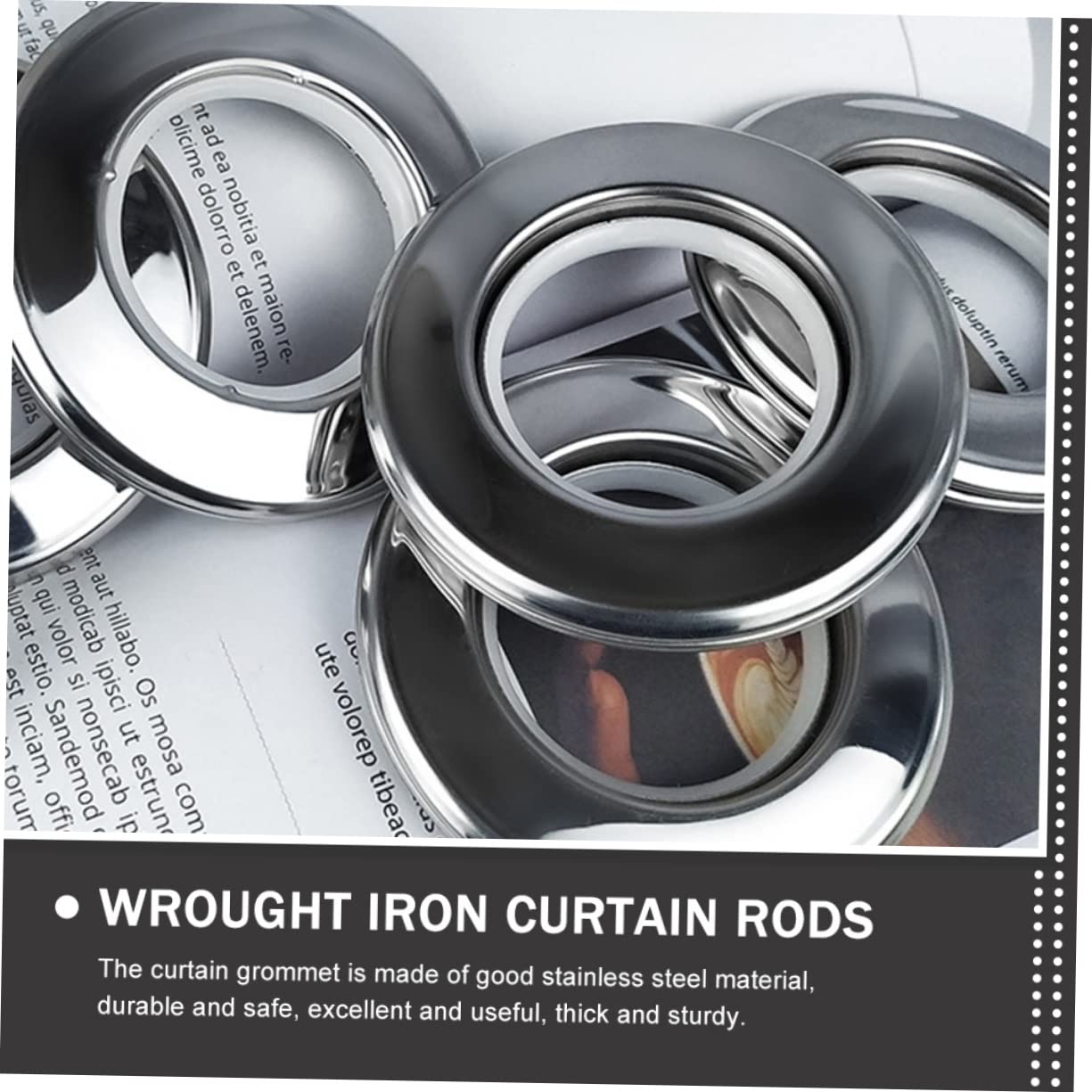 GRIRIW 4pcs Stainless Steel Roman Hoop Grommet Clip Rings for Modern Window Drapery Rod