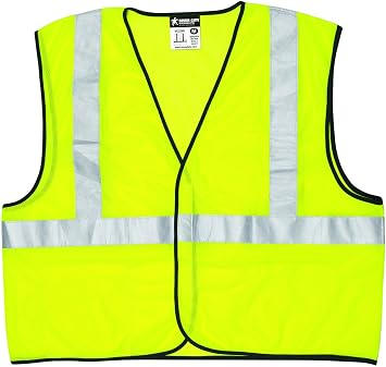 MCR Safety VCL2MLXL Class 2 Polyester Mesh Safety Vest with 2-Inch Silver Stripe, Fluorescent Lime, X-Large