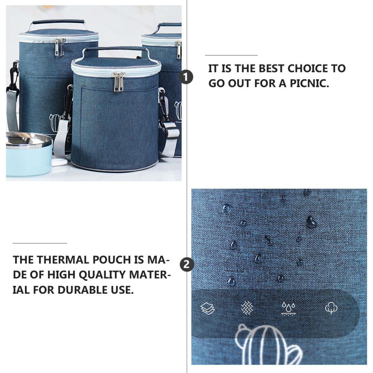 Bolsa Térmica Portátil para Comida Aislamiento, Ligera y Compacta de Tela Oxford Adecuado para Camping y Picnic, Contenedor de Almacenamiento