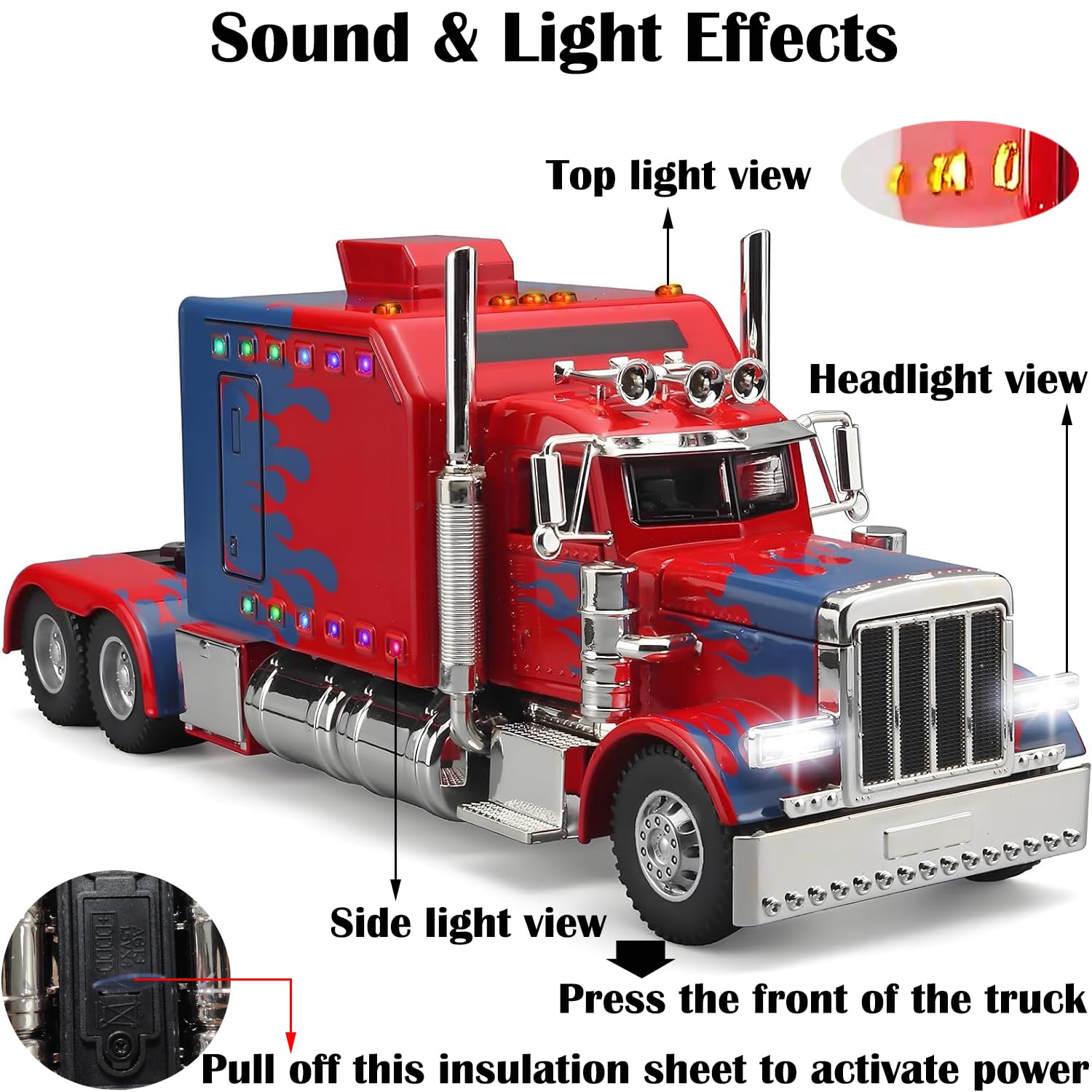 Amazon.com: Toy Semi Heavy Truck Model 1/24 Red Alloy Collectible