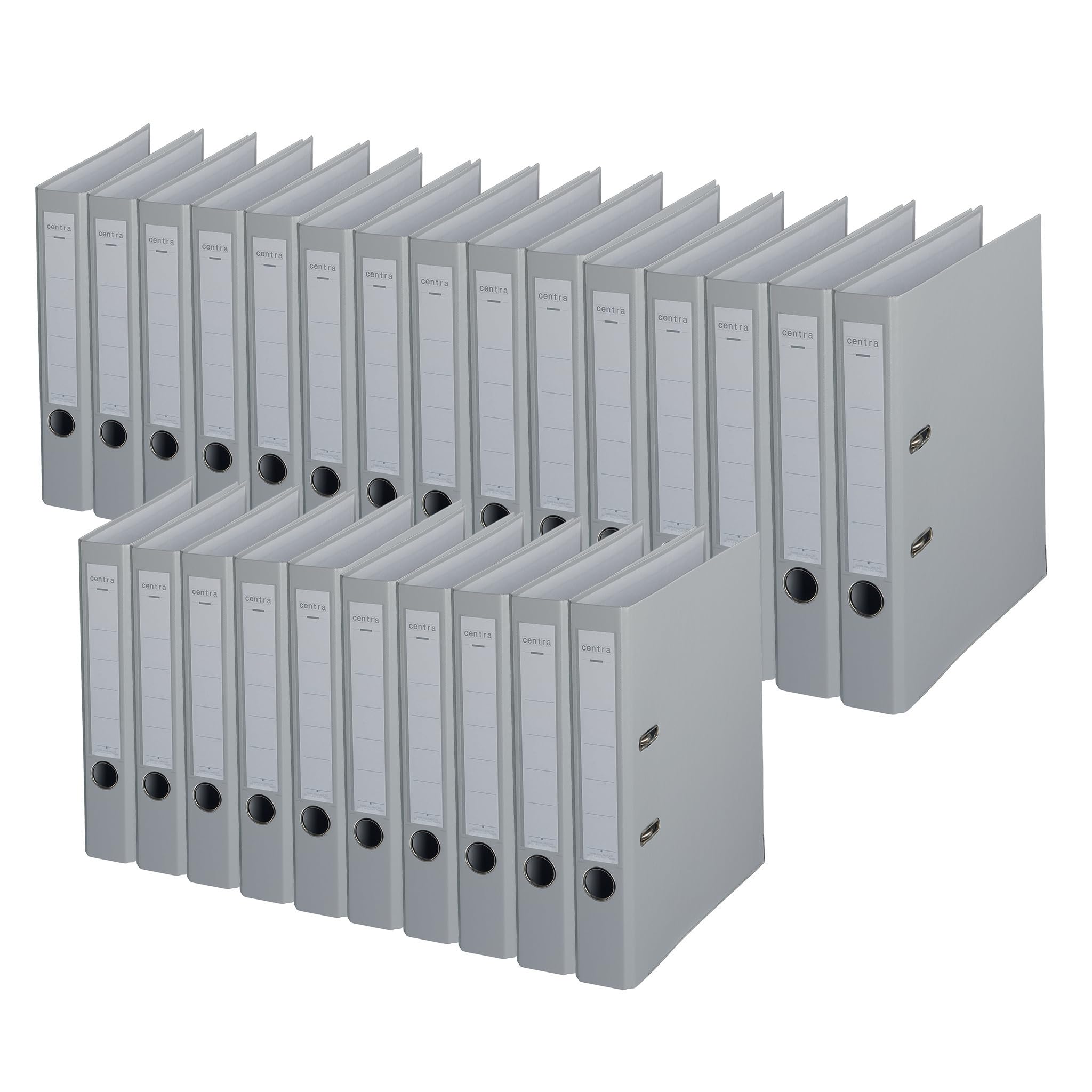 Centra Standard-Ordner (grauappe RC, mit PP-Folie kaschiert, A4, 5,2 cm Rückenbreite, Chromos) grau, 25 Stück