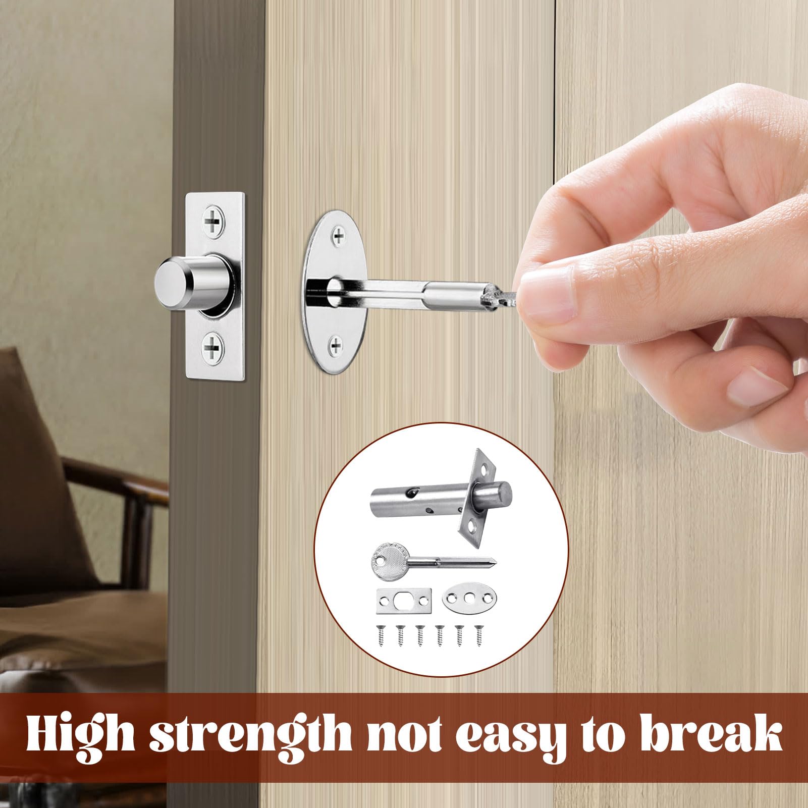 2 Sets Internal Dead Bolts with Keys - Anti-Theft Door Lock Security System for Ultimate Home and Workplace Protection - Image 4