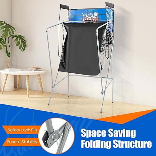 Miniatura 36 de Giantex Juego de arcade de baloncesto plegable, aro electrónico con 8 modos de juego, 4 bolas, 2 aros, bomba de aire, marcador LCD, para adultos