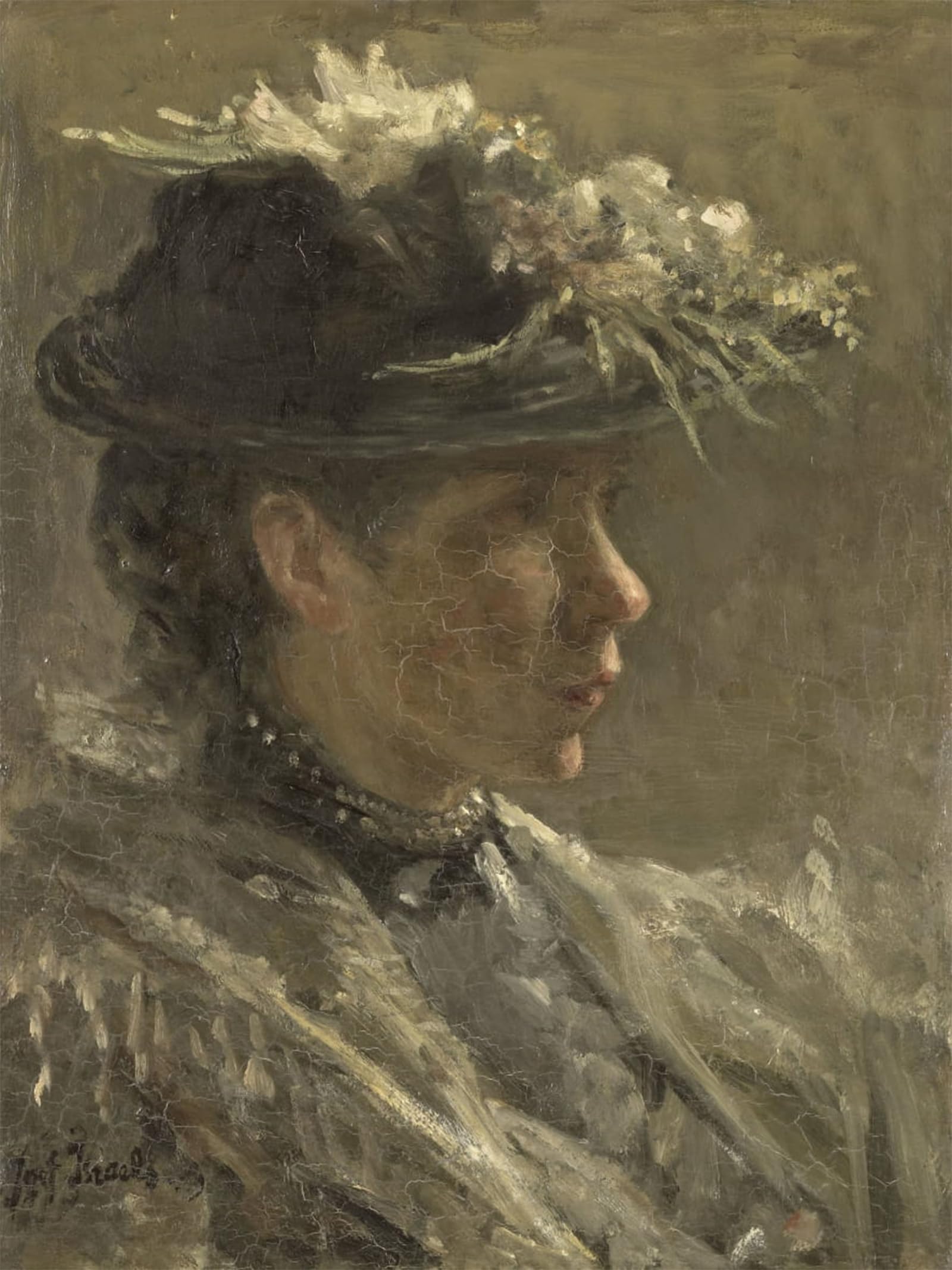 ARTXLXXBN Famous Painting Canvas Artwork Graffiti Print Study of Sijtje Van Bemmel by Jozef Israëls Portrait Canvas Image for Home Decor 60x90cm