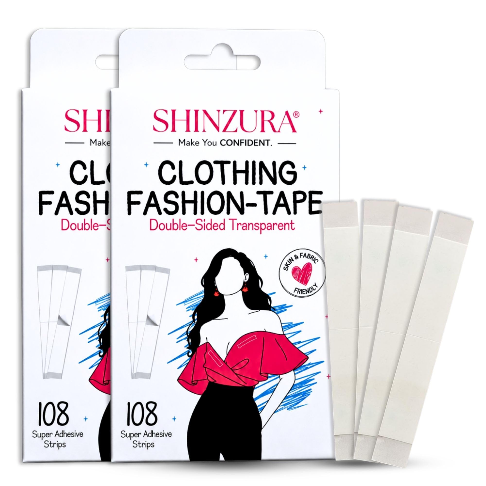 Clothing Fashion Tape Double-Sided Transparent, 108 Strips | Skin & Fabric Friendly, Waterproof & Sweatproof, Strong Hold, Clear for All Skin Tones, Body & Bra Tape-image-35