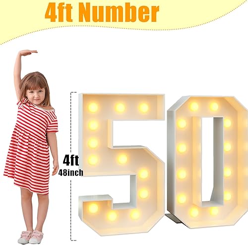 Miniatura 10 de Marco de números 40 de marquesina iluminados de 40 pies para fiesta de cumpleaños de 40 años, cartón grande con bombillas precortadas, kit gigante