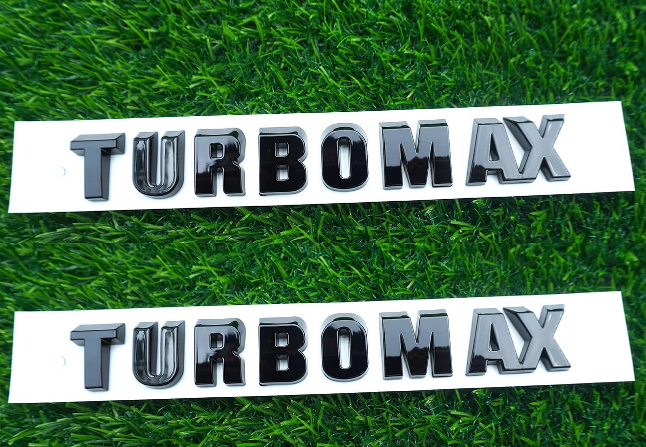 2PC 2024-2025 Turbomax Emblems 3D Badge Nameplate Hood Letters Logo Replacement for Turbo-max 85079242 (Gloss Black)