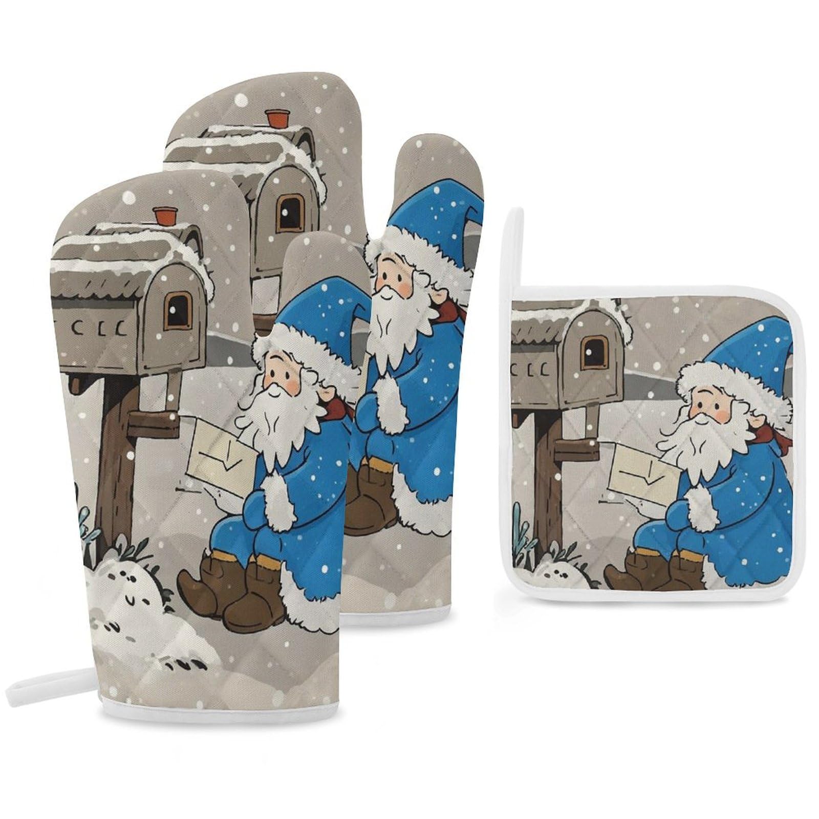 Gants de cuisine et maniques résistants en coton doux style lettres de neige