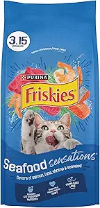 Purina Friskies Dry Cat Food Seafood Sensations With Salmon, Tuna, and Shrimp Flavors - (Pack of 4) 3.15 lb. Bags