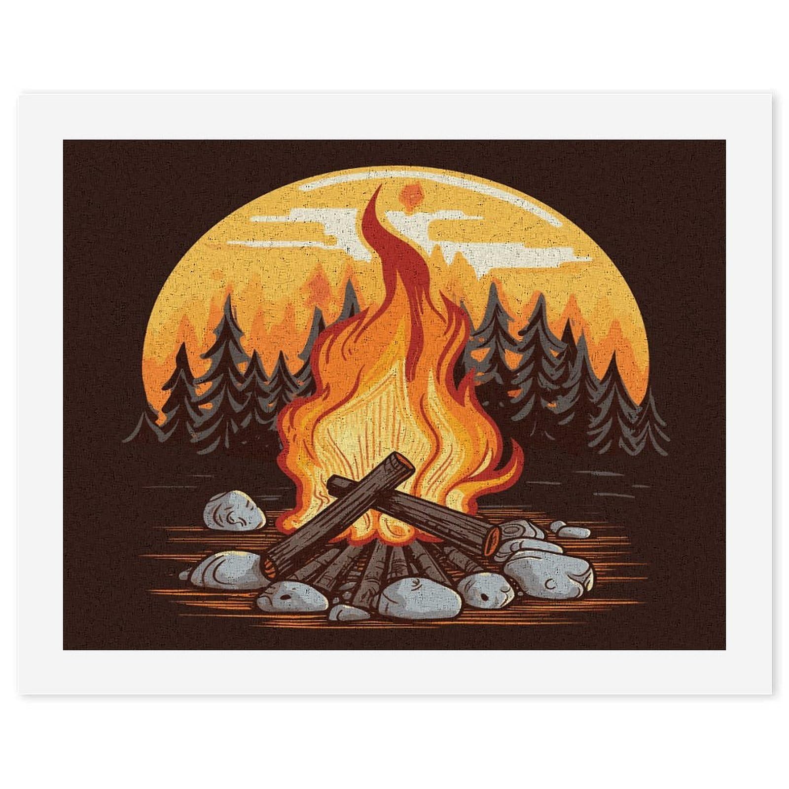 MUSM DIY Digital Painting Bonfire Paint by Numbers Kit for Adults Canvas Digital Oil Painting Kit for Beginners Easy Paintings by Numbers for Home Wall Decoration