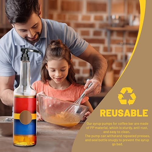 Miniatura 4 de Paquete de 12 bombas de jarabe, bomba de jarabe de café para 25.4fl oz25.3 onzas, bomba de jarabe delgada 28-400, dispensador de bomba de jarabe