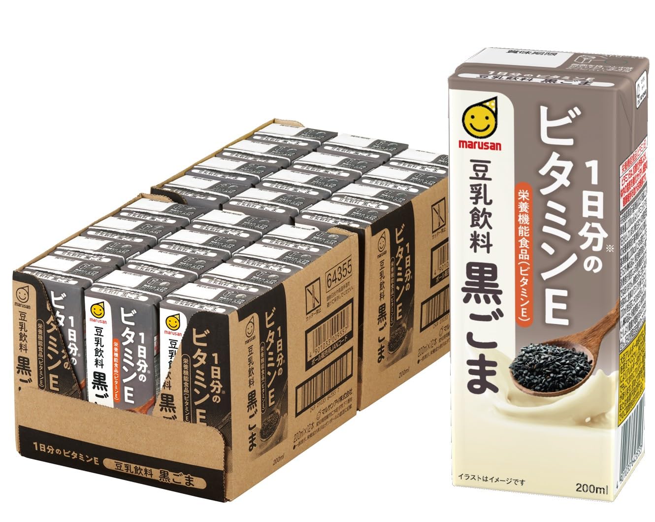 Amazon.co.jp: マルサン 1日分のビタミンE 豆乳飲料 黒ごま 200ml×24本