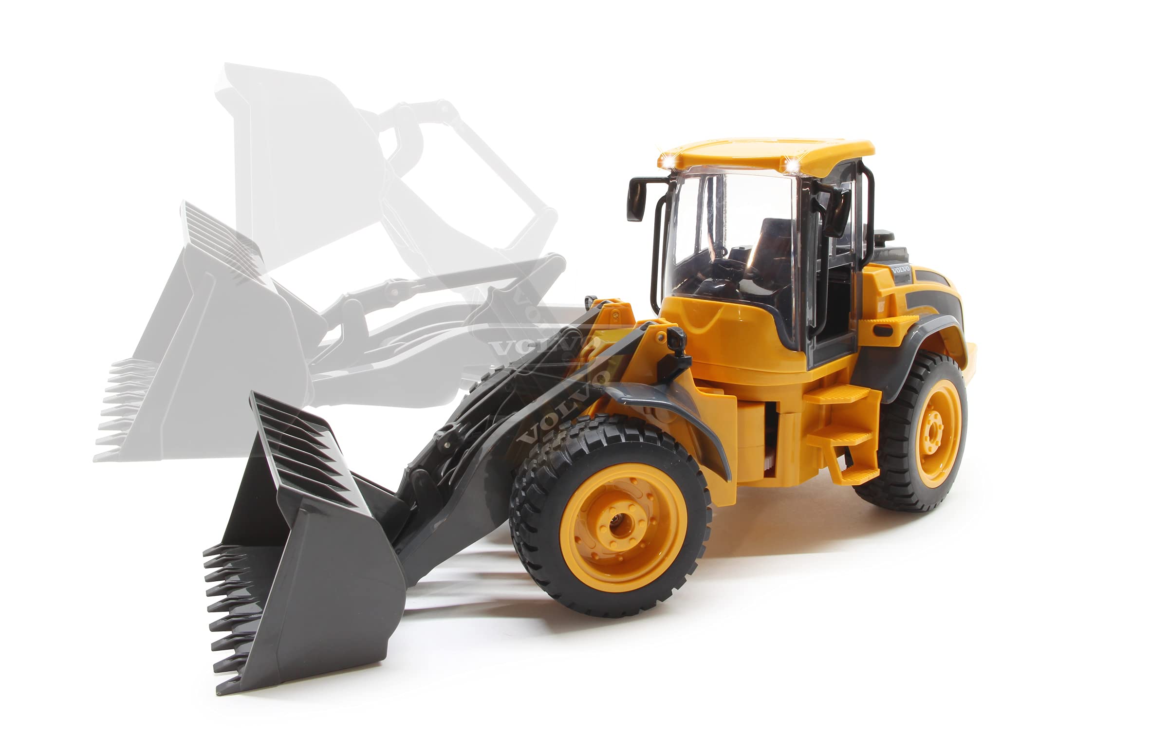 JAMARA Volvo L50 1:16 2,4GHz - originalgetreue Knicklenkung, Auto-Standby-Modus, Rückfahrwarnsound, 2 Radantrieb, Blinker, realistischer Motorsound 405058 Orange
