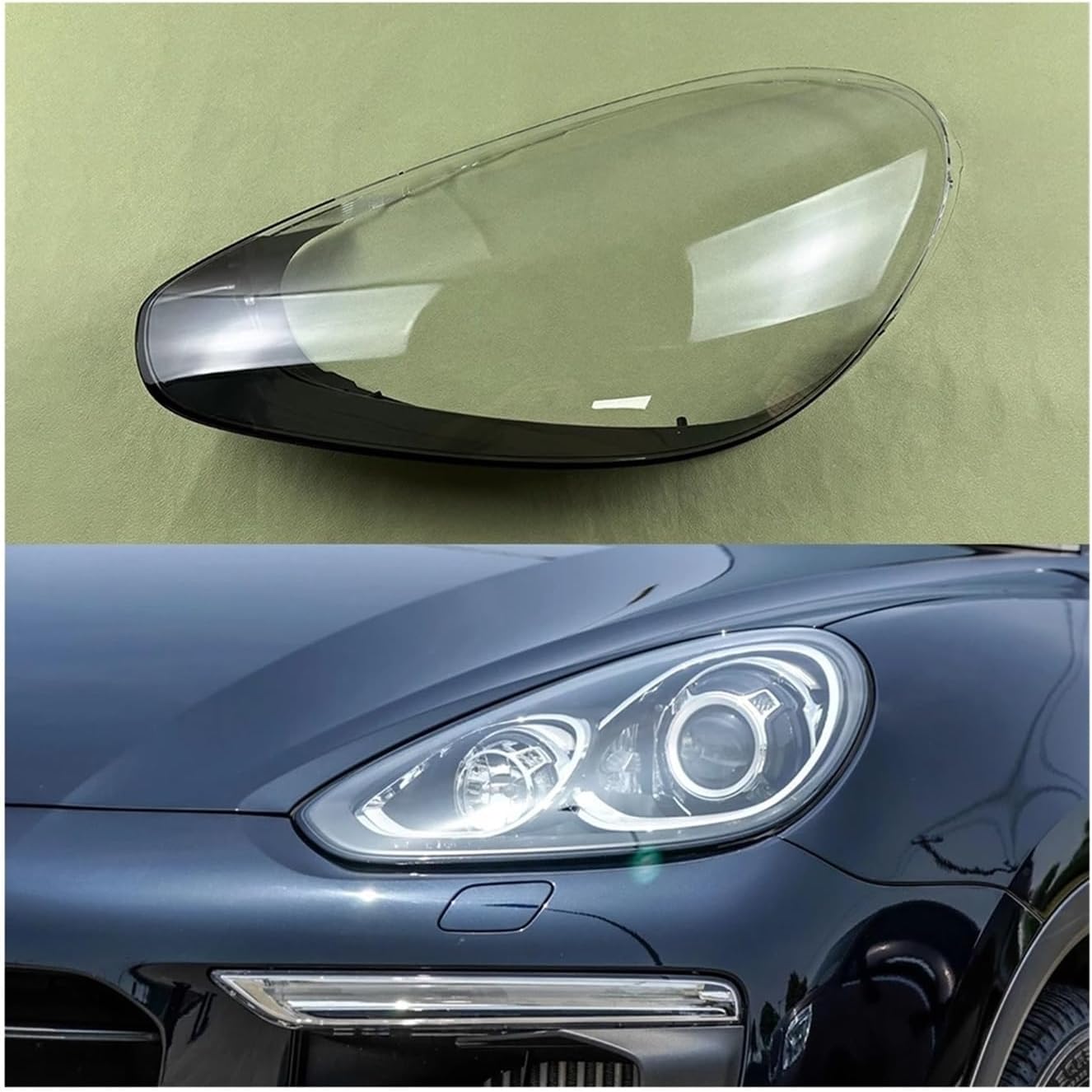 Headlight Lens Cover Transparent Lampshade Headlamp Shell Plexiglass Auto Replacement Parts(A Pair) Compatible For Porsche Cayenne 2015 2016 2017 (Right)