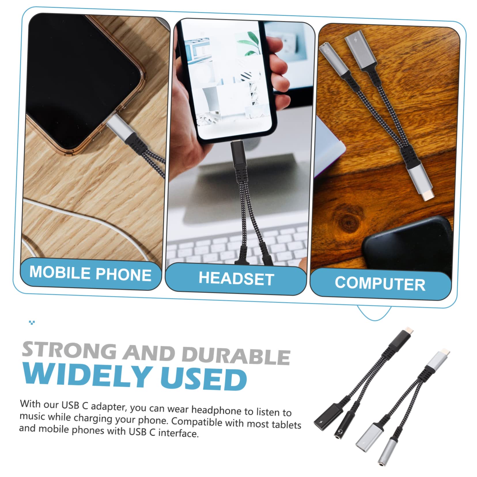 Uonlytech 2piezas Adaptador USB c para Auriculares y Carga Conector Tipo c Jack De Compatible Dispositivos Móviles y Tabletas Diseño Compacto y