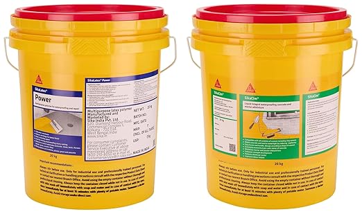 SikaLatex Power, Multipurpose polymer for waterproofing and repairing mortars, 20kg + SikaCim, Liquid waterproofing concrete and mortar admixture, for slabs, beams and columns, 20kg