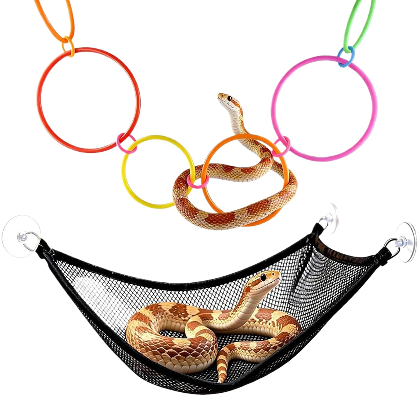 Snake Enrichment - Climbing Accessories with Hammock,Corn Snake Rings,for Indoor Terrarium Cage Environment Reptile Bearded Dragon Geckos Iguanas Chameleon