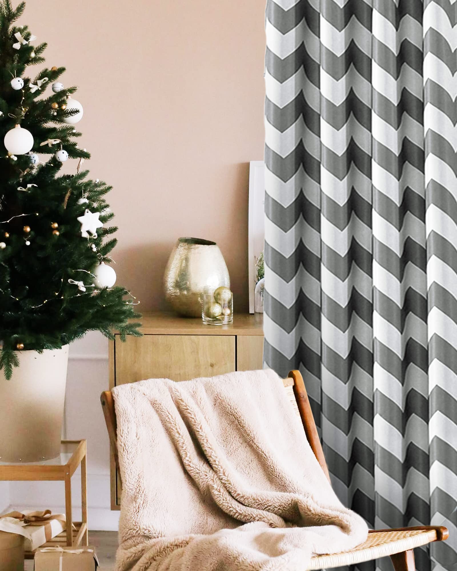 Melodieux Fashion Chevron Curtains for Living Room Dining Room Darkening Blackout Grommet Top Window Drapes Soundproof Thermal Insulated for Bedroom 96 Inches Long - Image 3