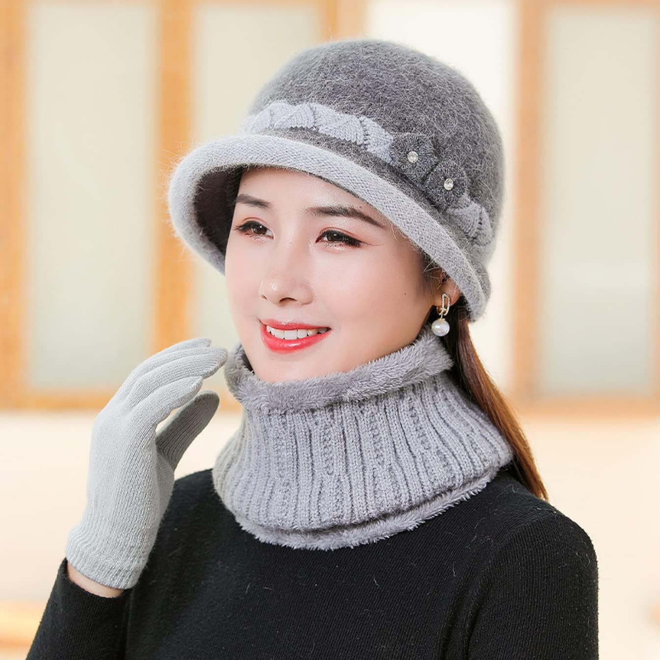 耳までぽかぽかニットキャスケット 通販【ニッセン】 [MangjiaoBH] ニット帽子 レディース 冬 キャスケット 帽子 ニットキャップ 防寒 おしゃれ 厚手 柔らかい 耳保護 暖