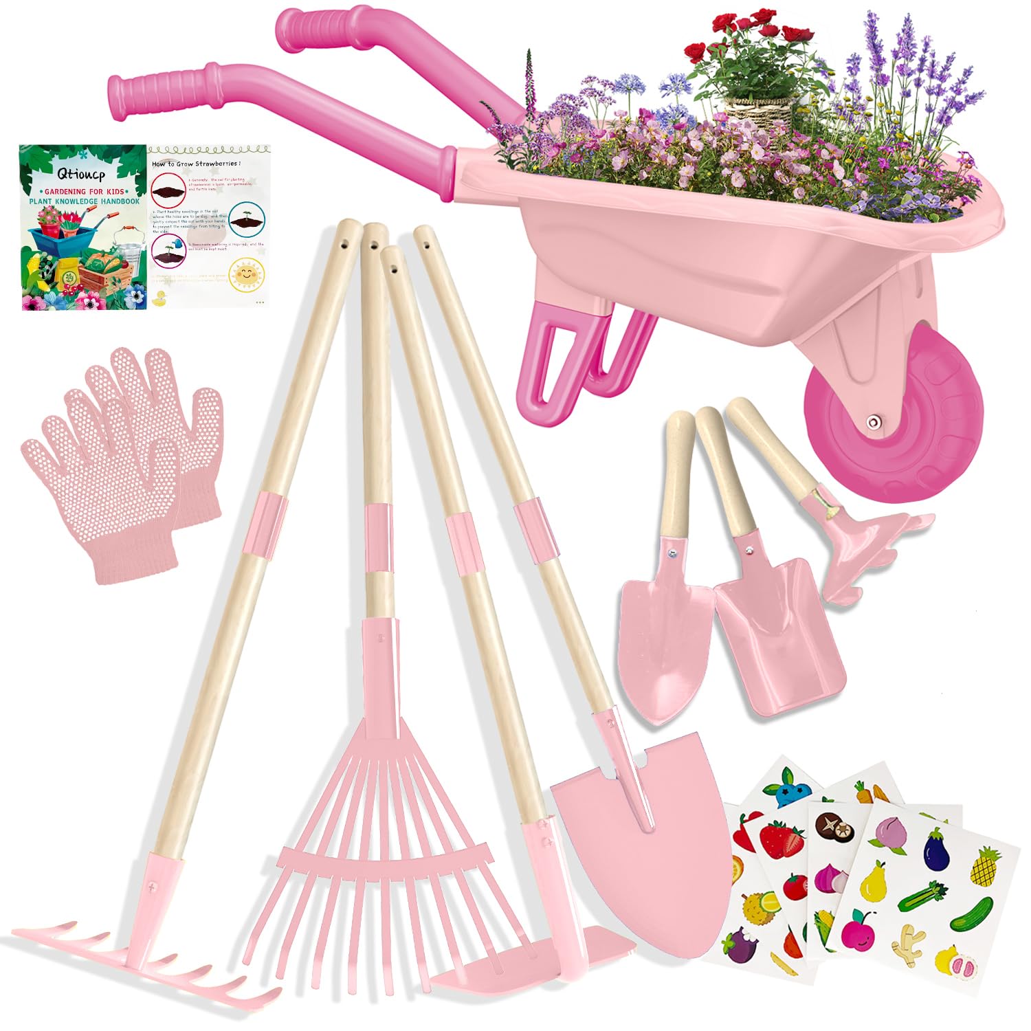 Qtioucp Kids Gardening Tools Outdoor Toys Set Backyard Play with Wheelbarrow Educational STEM Learning Pretend Toys Outdoor Indoor for Toddlers Kids Boys GirlsQtioucp Kids Gardening Tools Outdoor Toys Set…