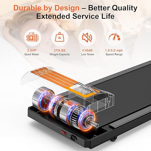 Miniatura 3 de Almohadilla para caminadora con inclinación y barra de agarre – Cintas de correr portátiles para el hogar y la oficina, caminadora pequeña y