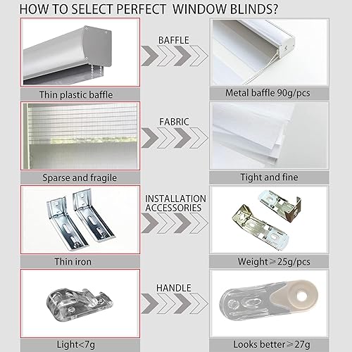 Miniatura 5 de KALYSIE Persianas enrollables de cebra, cortadas a medida, persianas enrollables de doble capa, blancas, fijas de 64 pulgadas de alto, 31 pulgadas