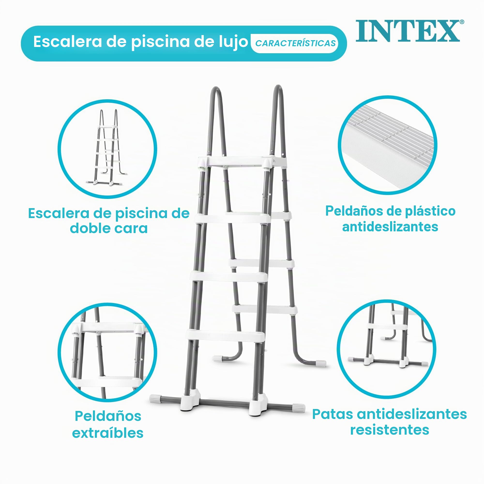 Intex Deluxe Pool Ladder with Removable Steps for 48-Inch Wall Height Above Ground Pools