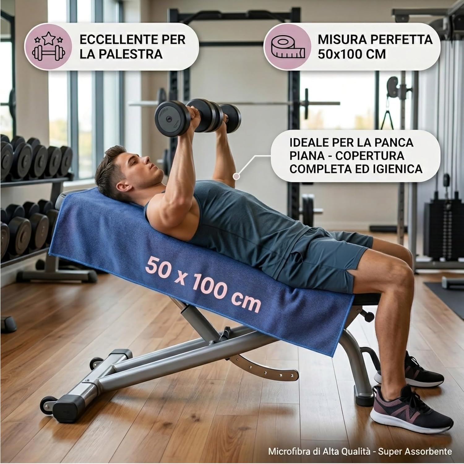 Set Accappatoio Microfibra Cappuccio e Telo Palestra Unisex