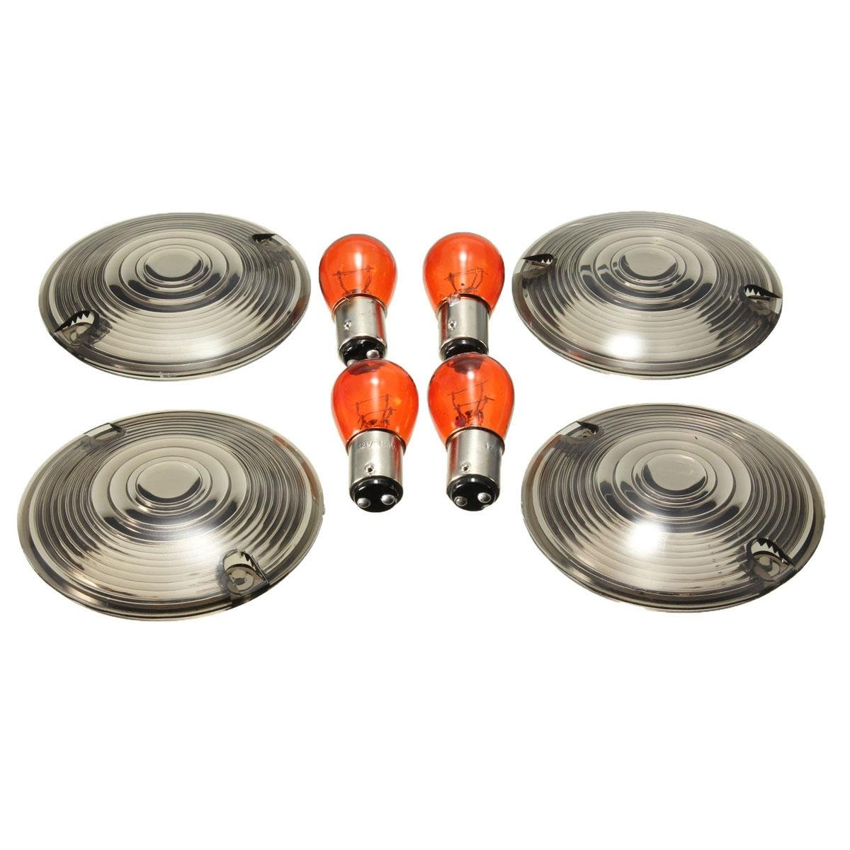 Orange Cycle Parts Smoke Turn Signal Lens and Amber Bulb Kit for Harley Road King FLHR 1986-2017 Replaces # 69308-02