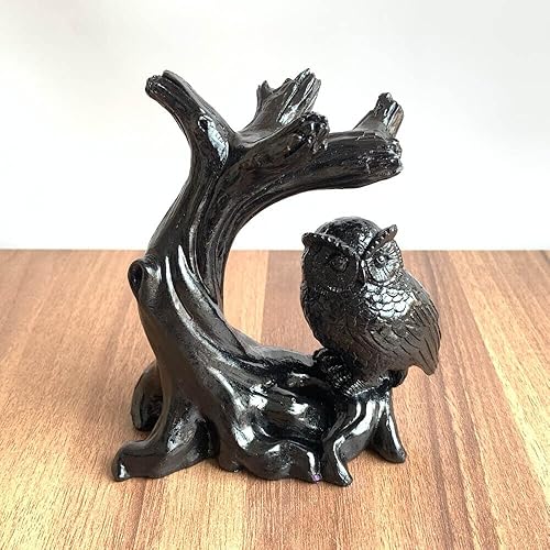 TEAMWILL Búho resina esfera titular soporte base cristal natural bola mano decoración regalo