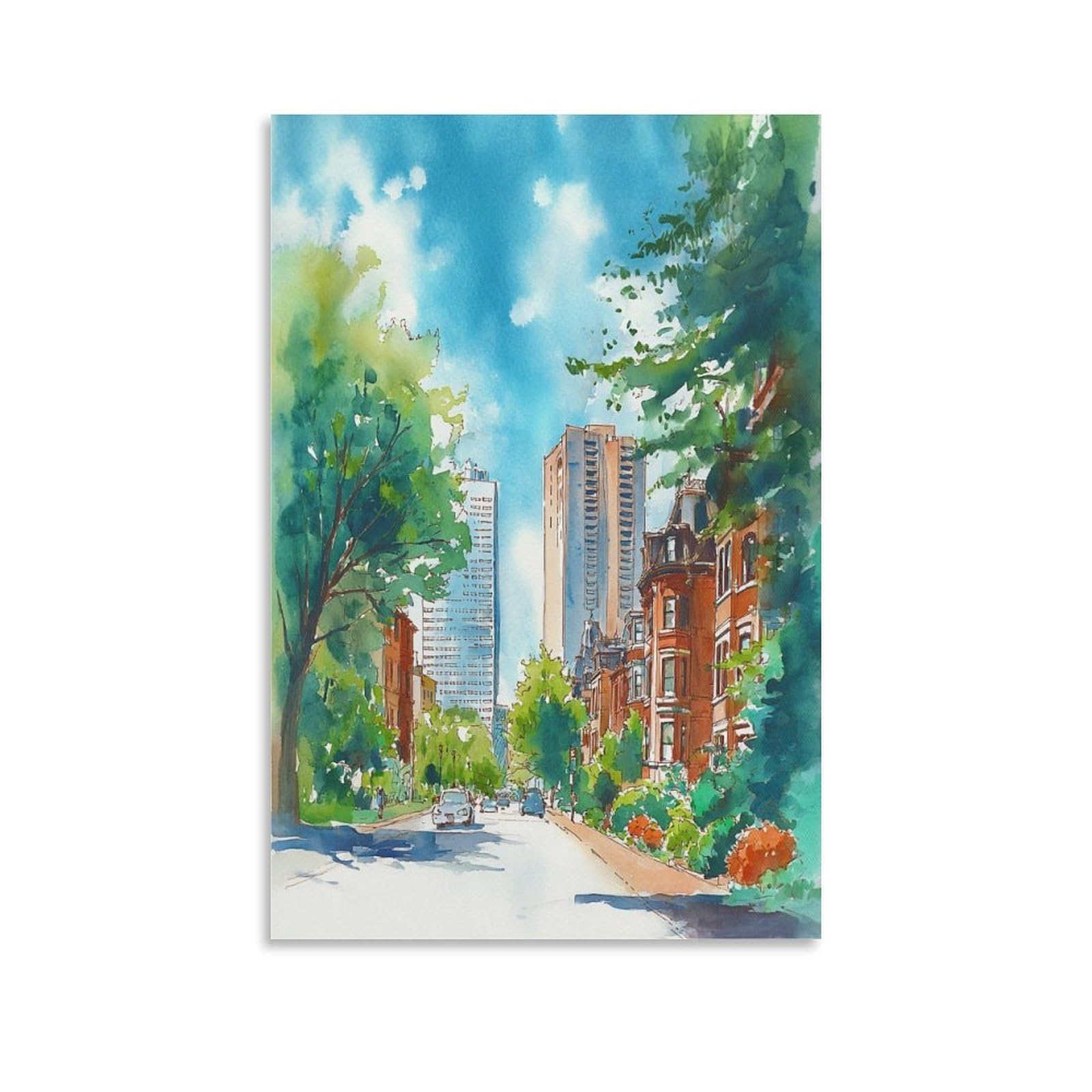 LCYNNH New Orleans Watercolor Print_ Cityscape Travel Posters 20x30inch(50x75cm) Vintage Watercolor Canvas Art