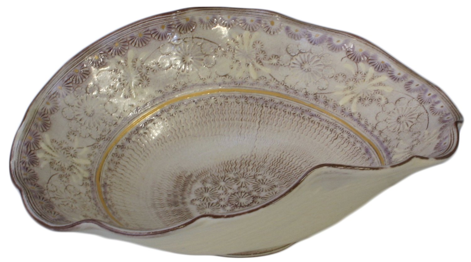 京焼 清水焼 紫彩華紋 竹華珈琲碗皿 陶楽1006 平茶碗