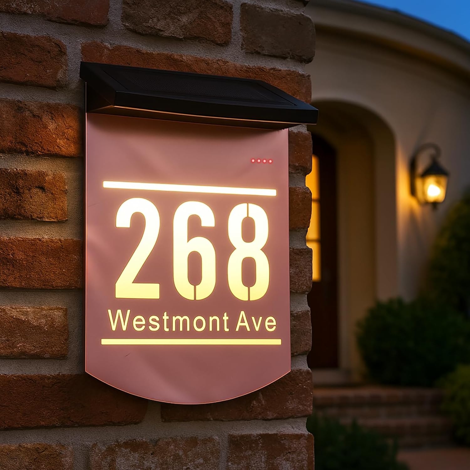 Custom Solar LED House Numbers Personalized Illuminated Address Sign for Outdoor Entrance, Waterproof Modern Plaque for Yard & Garden