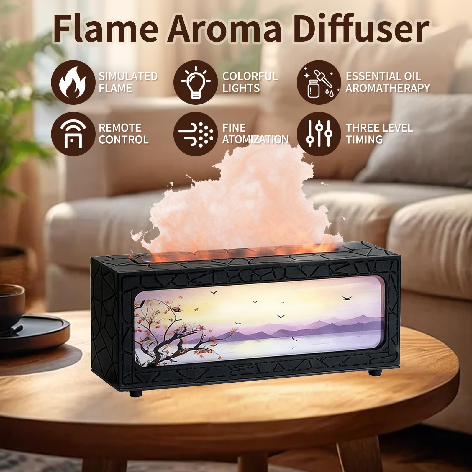 Diffusore di oli essenziali per aromaterapia, 7 colori, diffusore di oli essenziali per aromaterapia, 250 ml, umidificatore ad ultrasuoni con timer per casa, camera da letto, ufficio, yoga